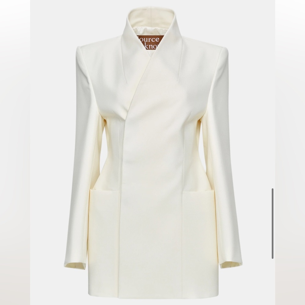 Source Unknown CORRIN WRAP BLAZER, CREAM 
White Oversized Wrap Blazer